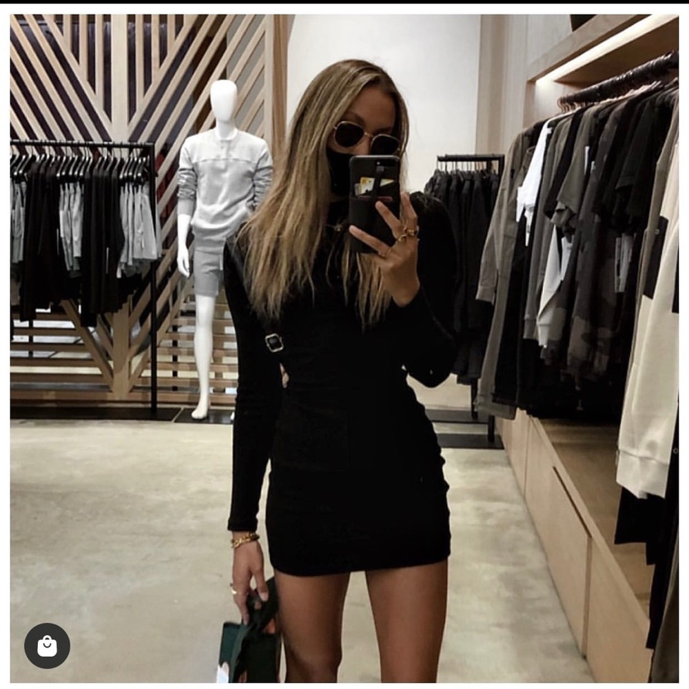 NWT All Things Golden Ribbed Long Sleeve Dress